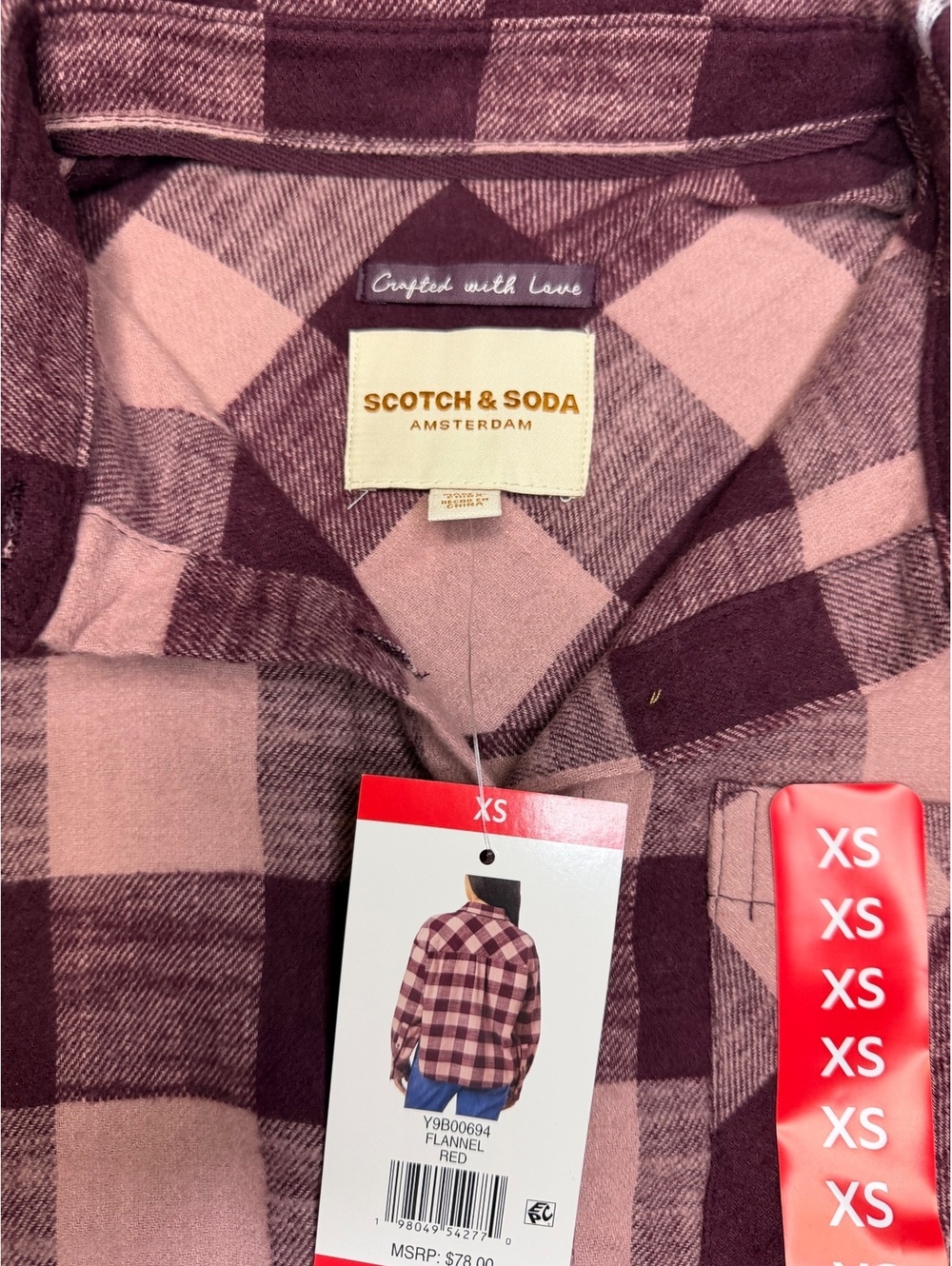NWT Scotch & Soda Women’s Long Sleeve Plaid Flannel Button-up Shirt - Picture 3 of 5